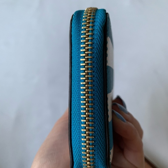 Michael Kors Turquoise & White Striped Wristlet - Picture 11 of 12